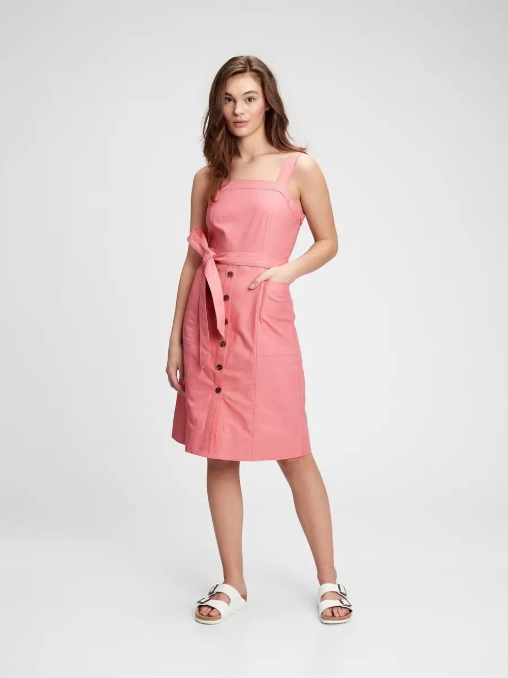 NWT Gap pink midi apron dress Size 18